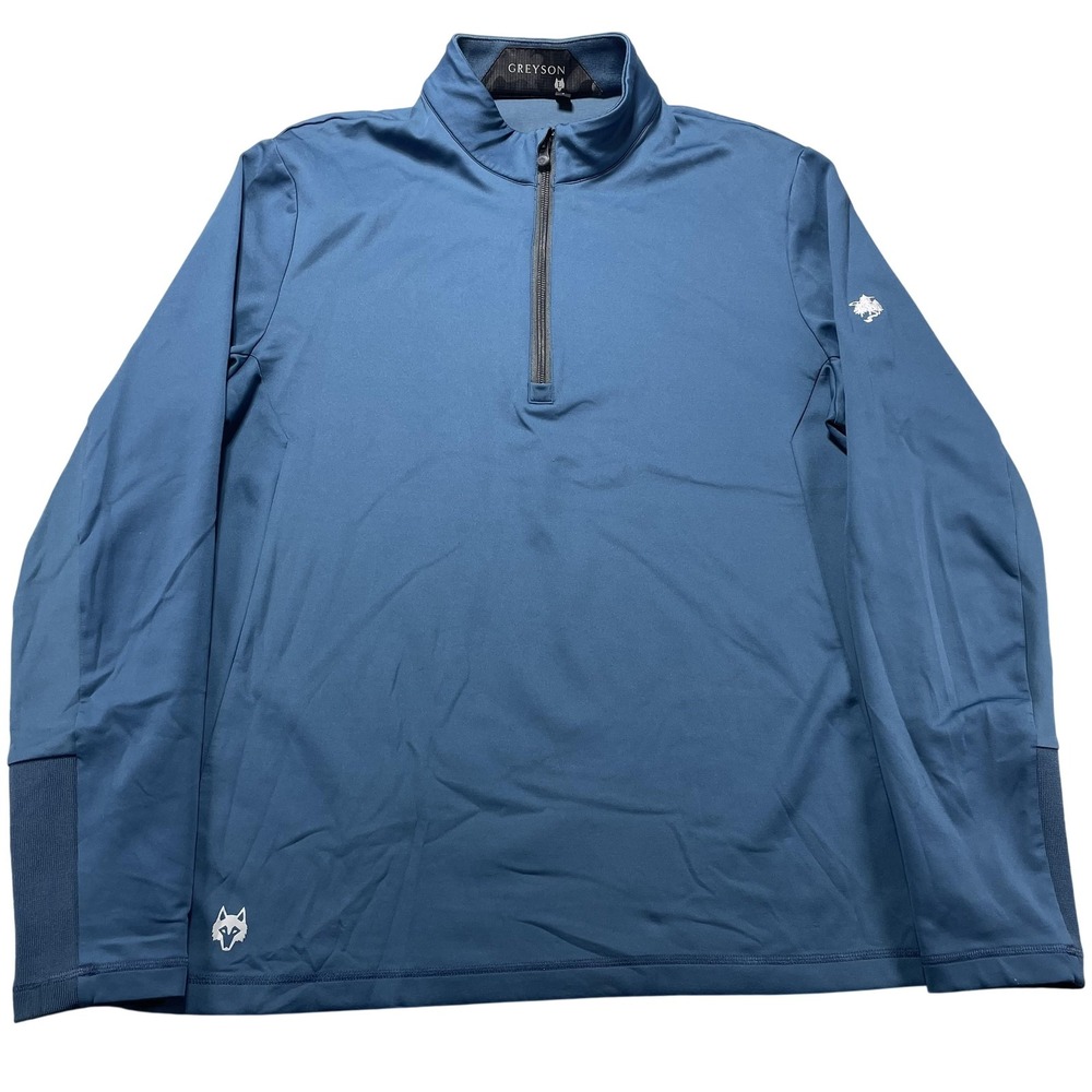 Greyson Pullover Mens Large Blue 1/4 Zip Mock Neck Lightweight Stretch Golf